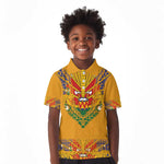 Haiti Flag Kid Polo Shirt Traditional Dashiki Yellow Color