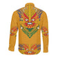 Haiti Flag Long Sleeve Button Shirt Traditional Dashiki Yellow Color