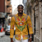 Haiti Flag Long Sleeve Button Shirt Traditional Dashiki Yellow Color