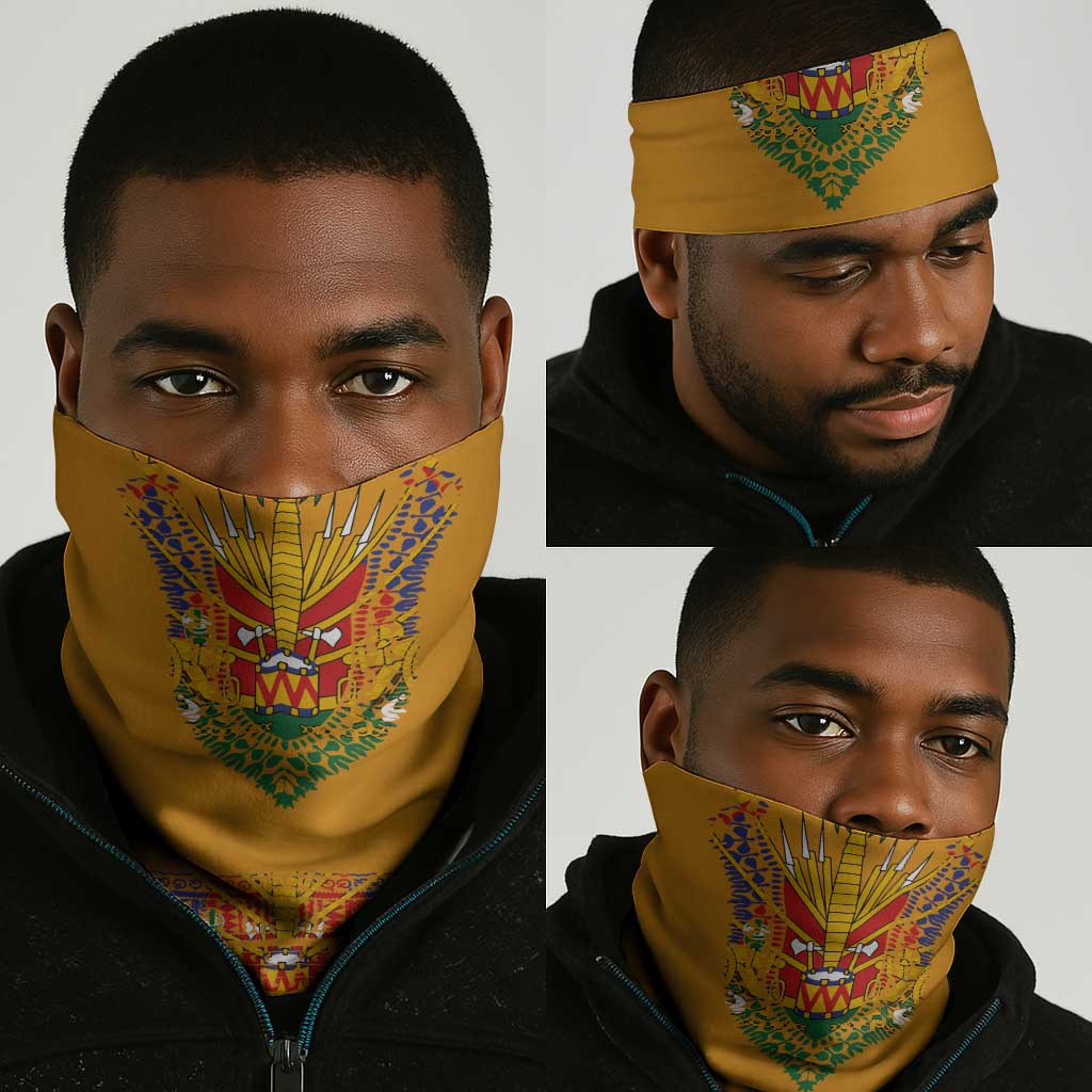 Haiti Flag Neck Gaiter Traditional Dashiki Yellow Color LT03