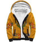 Haiti Flag Sherpa Hoodie Traditional Dashiki Yellow Color