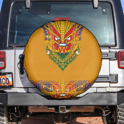 Haiti Flag Spare Tire Cover Traditional Dashiki Yellow Color