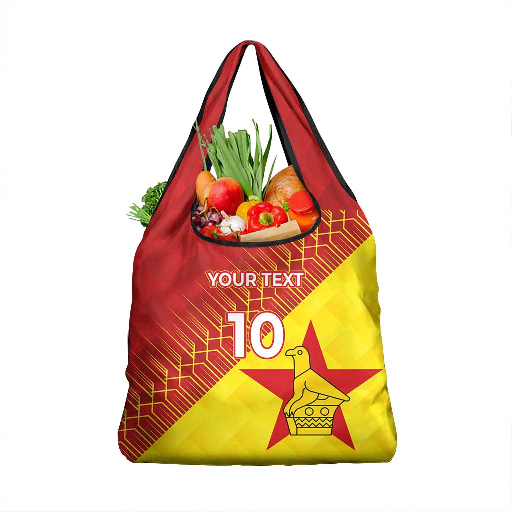 Custom Zimbabwe Cricket Grocery Bag Flame Warriors Zimbabwe Spirit - African Pride