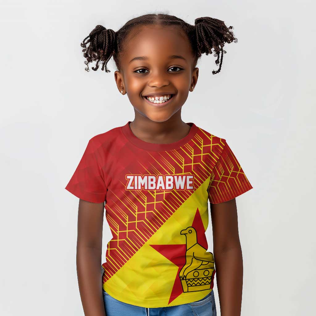 Custom Zimbabwe Cricket Kid T shirt Flame Warriors Zimbabwe Spirit - African Pride