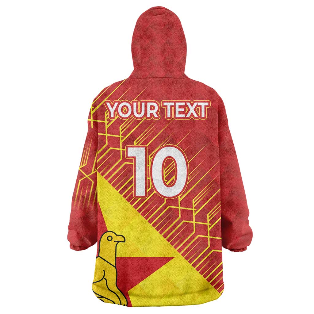 Custom Zimbabwe Cricket Kid Wearable Blanket Hoodie Flame Warriors Zimbabwe Spirit - African Pride