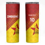 Custom Zimbabwe Cricket Skinny Tumbler Flame Warriors Zimbabwe Spirit - African Pride