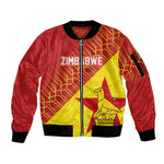 Custom Zimbabwe Cricket Sleeve Zip Bomber Jacket Flame Warriors Zimbabwe Spirit - African Pride