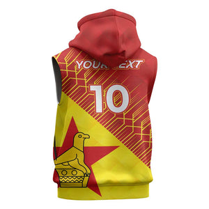 Custom Zimbabwe Cricket Sleeveless Hoodie Flame Warriors Zimbabwe Spirit - African Pride