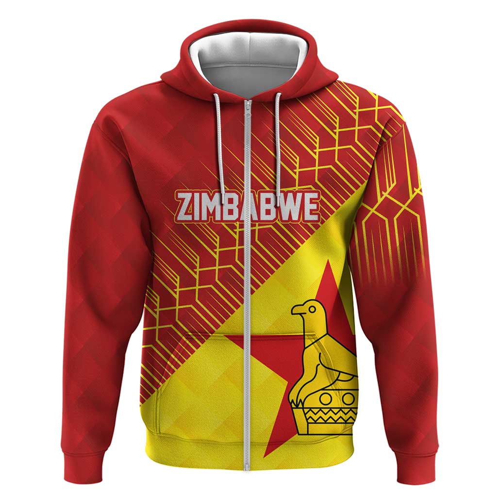 Custom Zimbabwe Cricket Zip Hoodie Flame Warriors Zimbabwe Spirit - African Pride