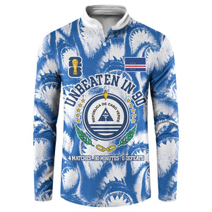 Cape Verde Football Button Sweatshirt Blue Sharks - Unbeaten in 90 Minutes