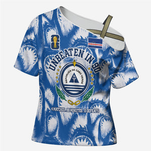 Cape Verde Football Cross Shoulder Shirt Blue Sharks - Unbeaten in 90 Minutes