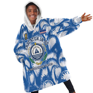 Cape Verde Football Kid Wearable Blanket Hoodie Blue Sharks - Unbeaten in 90 Minutes