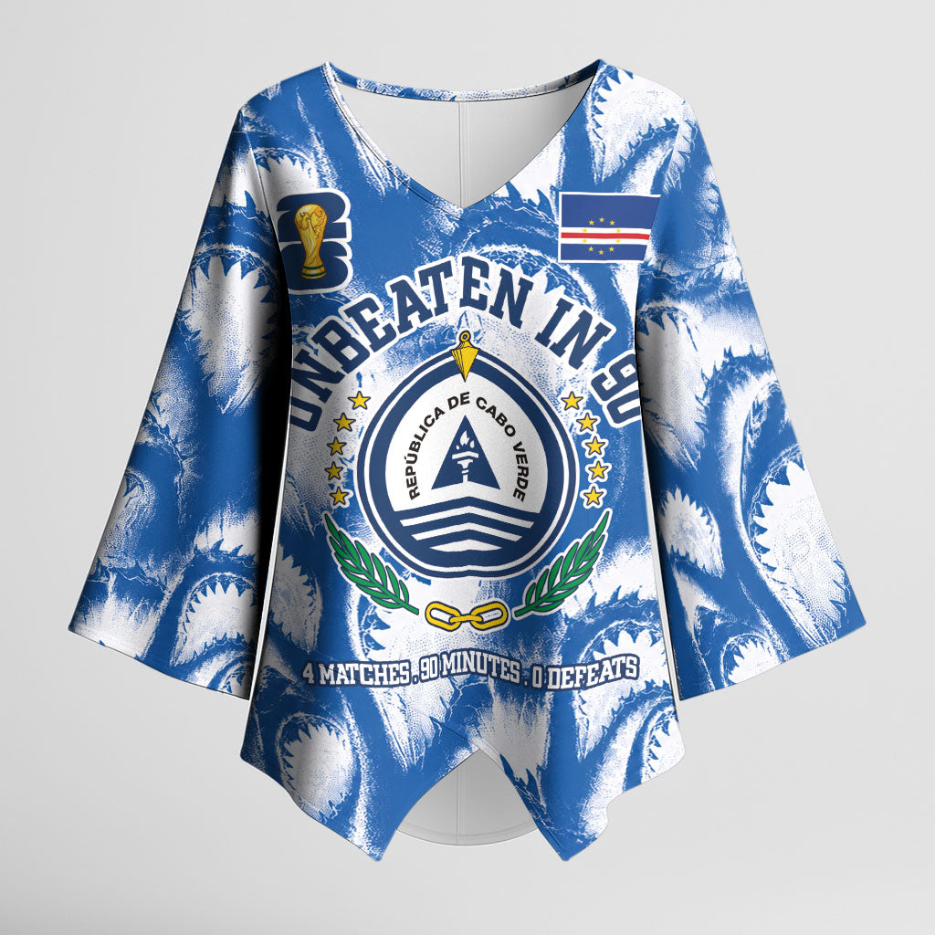 Cape Verde Football Kimono Sleeve Blouse Blue Sharks - Unbeaten in 90 Minutes
