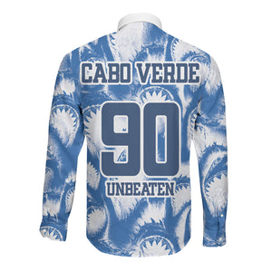 Cape Verde Football Long Sleeve Button Shirt Blue Sharks - Unbeaten in 90 Minutes