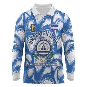 Cape Verde Football Long Sleeve Polo Shirt Blue Sharks - Unbeaten in 90 Minutes