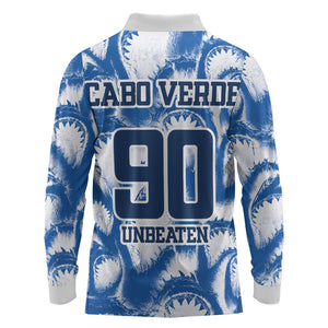 Cape Verde Football Long Sleeve Polo Shirt Blue Sharks - Unbeaten in 90 Minutes
