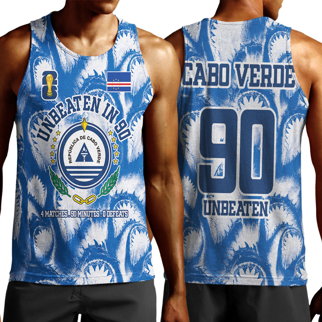 Cape Verde Football Men Tank Top Blue Sharks - Unbeaten in 90 Minutes