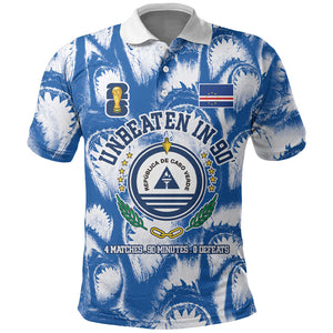 Cape Verde Football Polo Shirt Blue Sharks - Unbeaten in 90 Minutes
