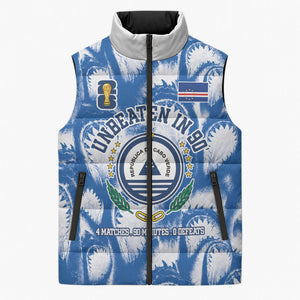 Cape Verde Football Sleeveless Puffer Jacket Blue Sharks - Unbeaten in 90 Minutes
