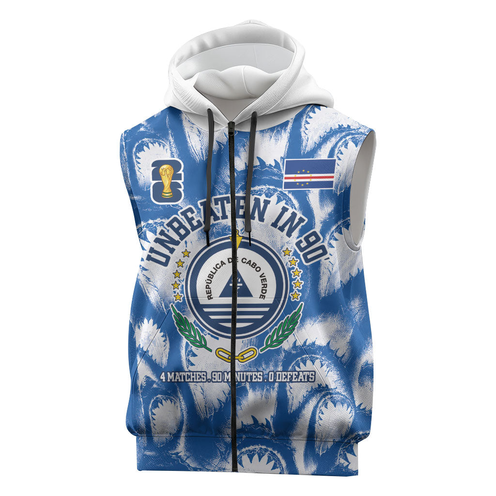 Cape Verde Football Sleeveless Zip Hoodie Blue Sharks - Unbeaten in 90 Minutes