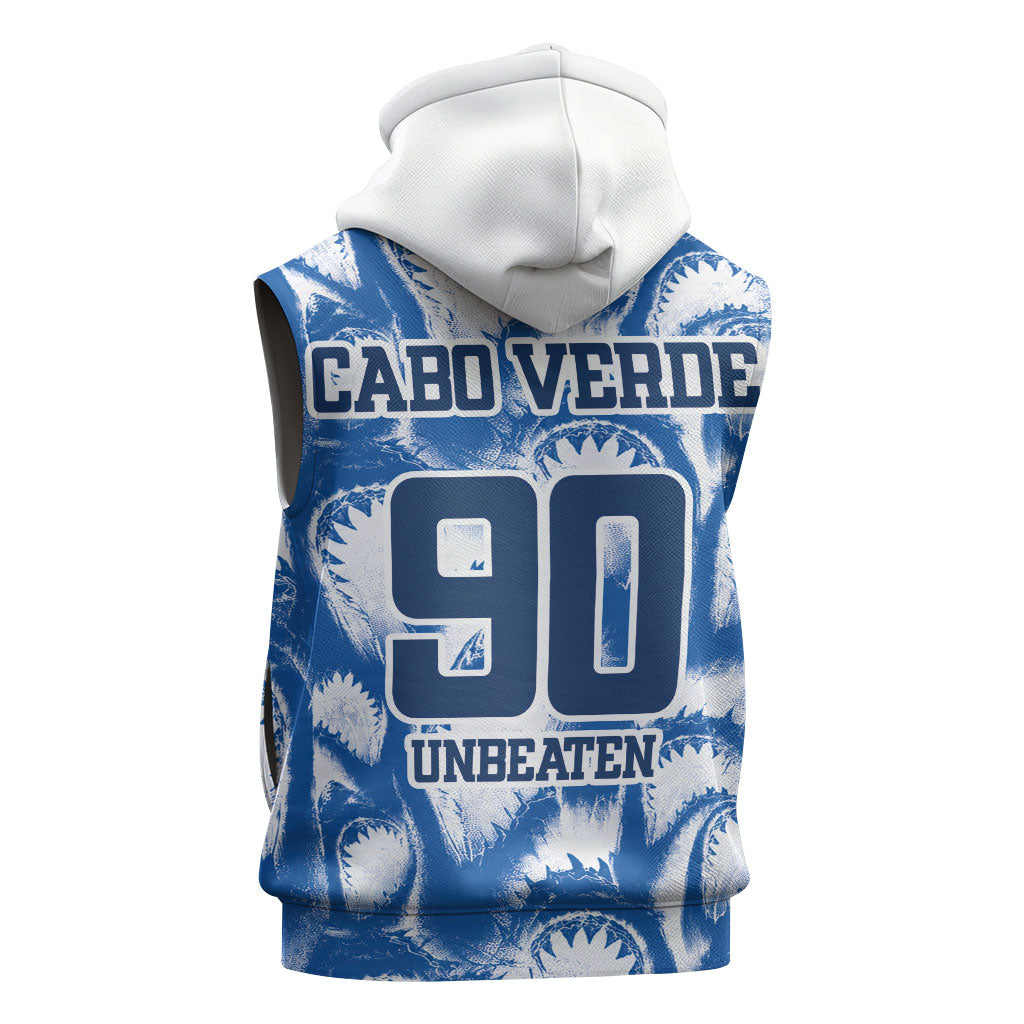 Cape Verde Football Sleeveless Zip Hoodie Blue Sharks - Unbeaten in 90 Minutes