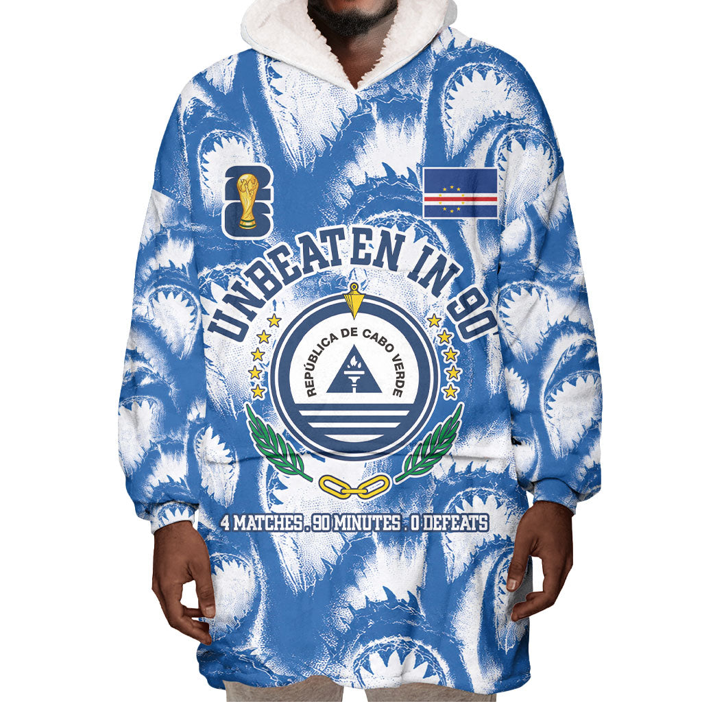 Cape Verde Football Wearable Blanket Hoodie Blue Sharks - Unbeaten in 90 Minutes