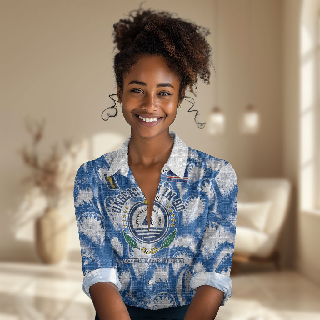 Cape Verde Football Women Casual Shirt Blue Sharks - Unbeaten in 90 Minutes