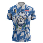 Cape Verde Football Zipper Polo Shirt Blue Sharks - Unbeaten in 90 Minutes