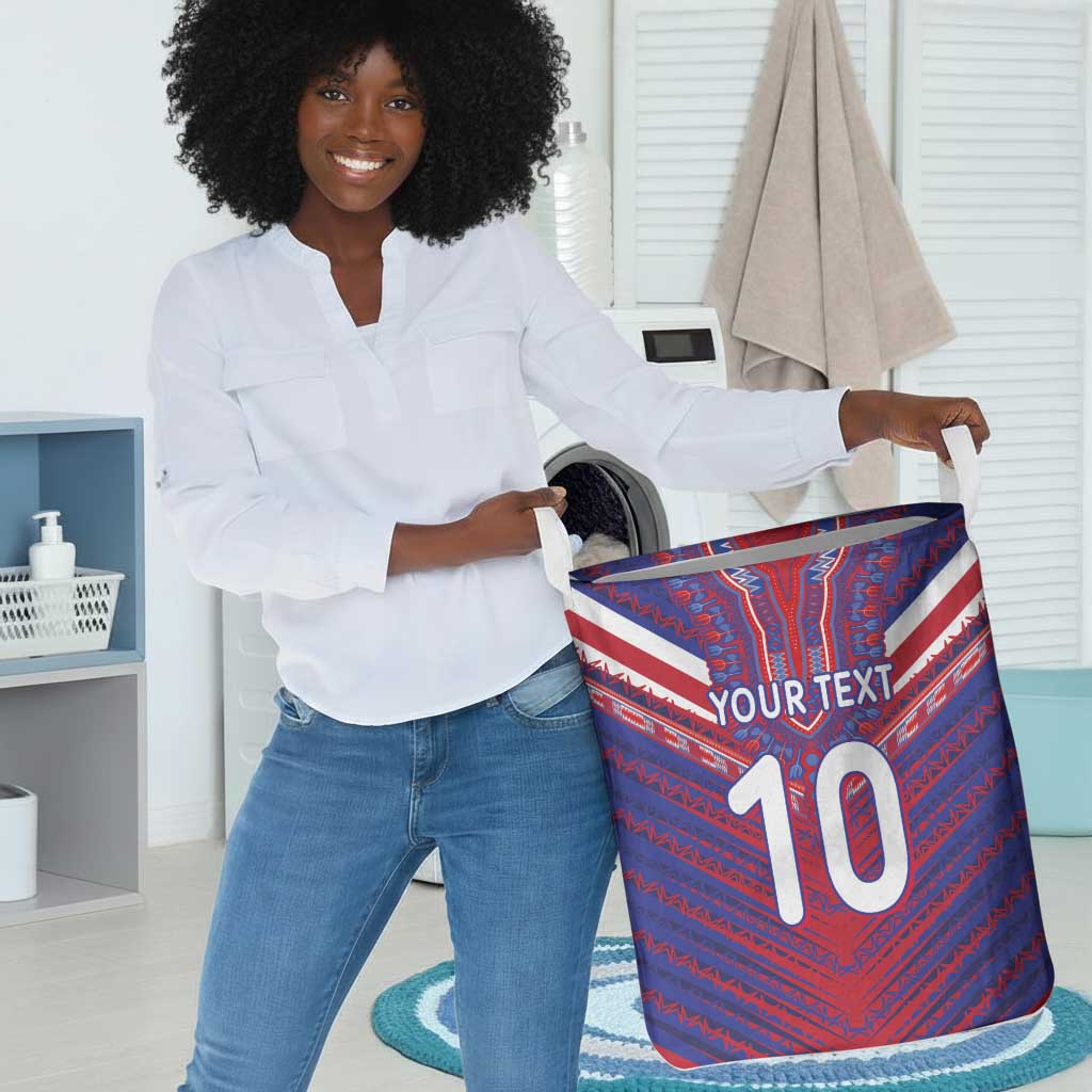 Custom Haiti National Football Laundry Basket Dashiki Sporty Style - African Pride