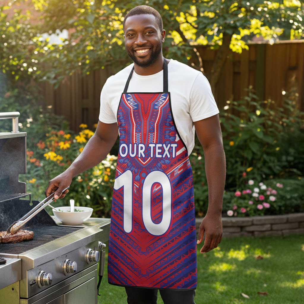 Custom Haiti National Football Apron Dashiki Sporty Style - African Pride