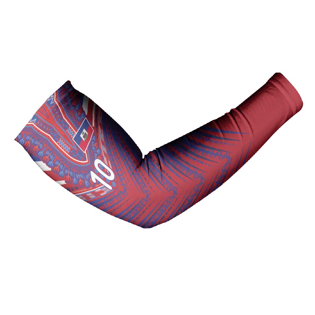Custom Haiti National Football Arm Sleeves Dashiki Sporty Style - African Pride