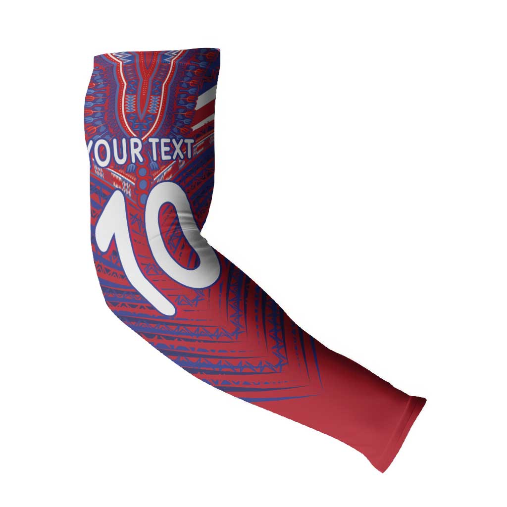 Custom Haiti National Football Arm Sleeves Dashiki Sporty Style - African Pride
