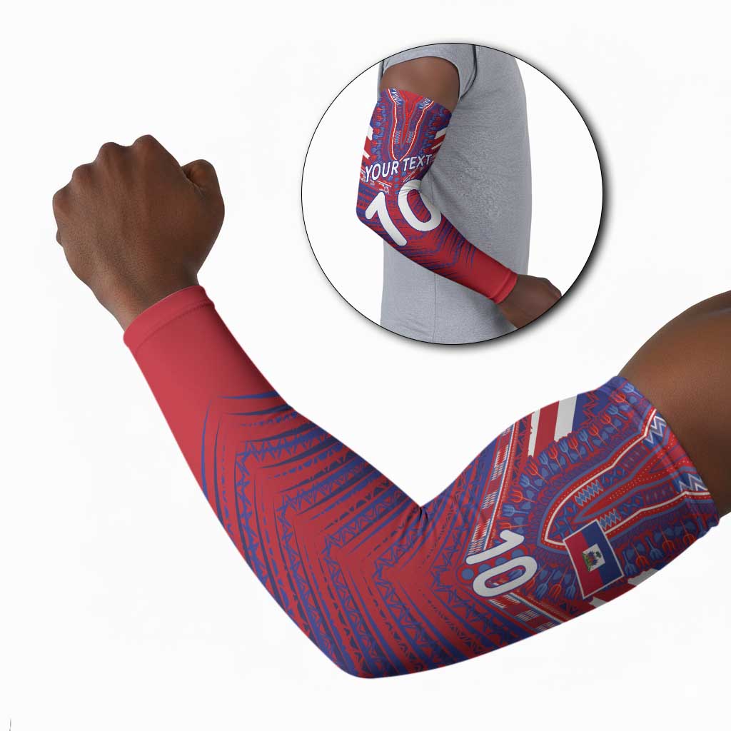 Custom Haiti National Football Arm Sleeves Dashiki Sporty Style - African Pride