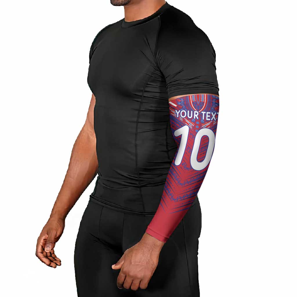 Custom Haiti National Football Arm Sleeves Dashiki Sporty Style - African Pride