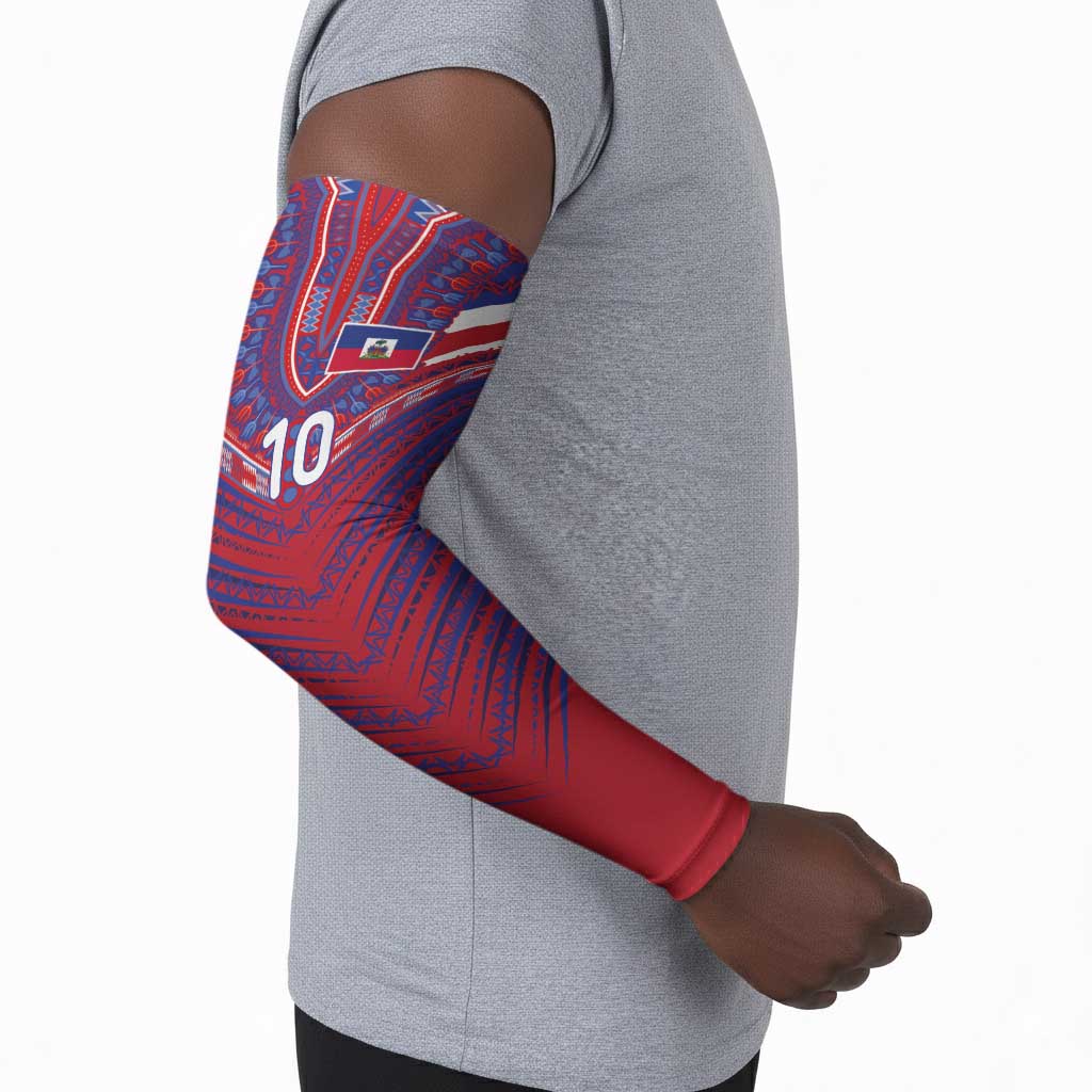 Custom Haiti National Football Arm Sleeves Dashiki Sporty Style - African Pride