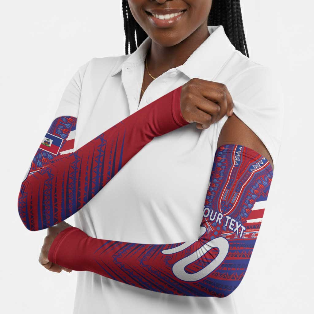 Custom Haiti National Football Arm Sleeves Dashiki Sporty Style - African Pride