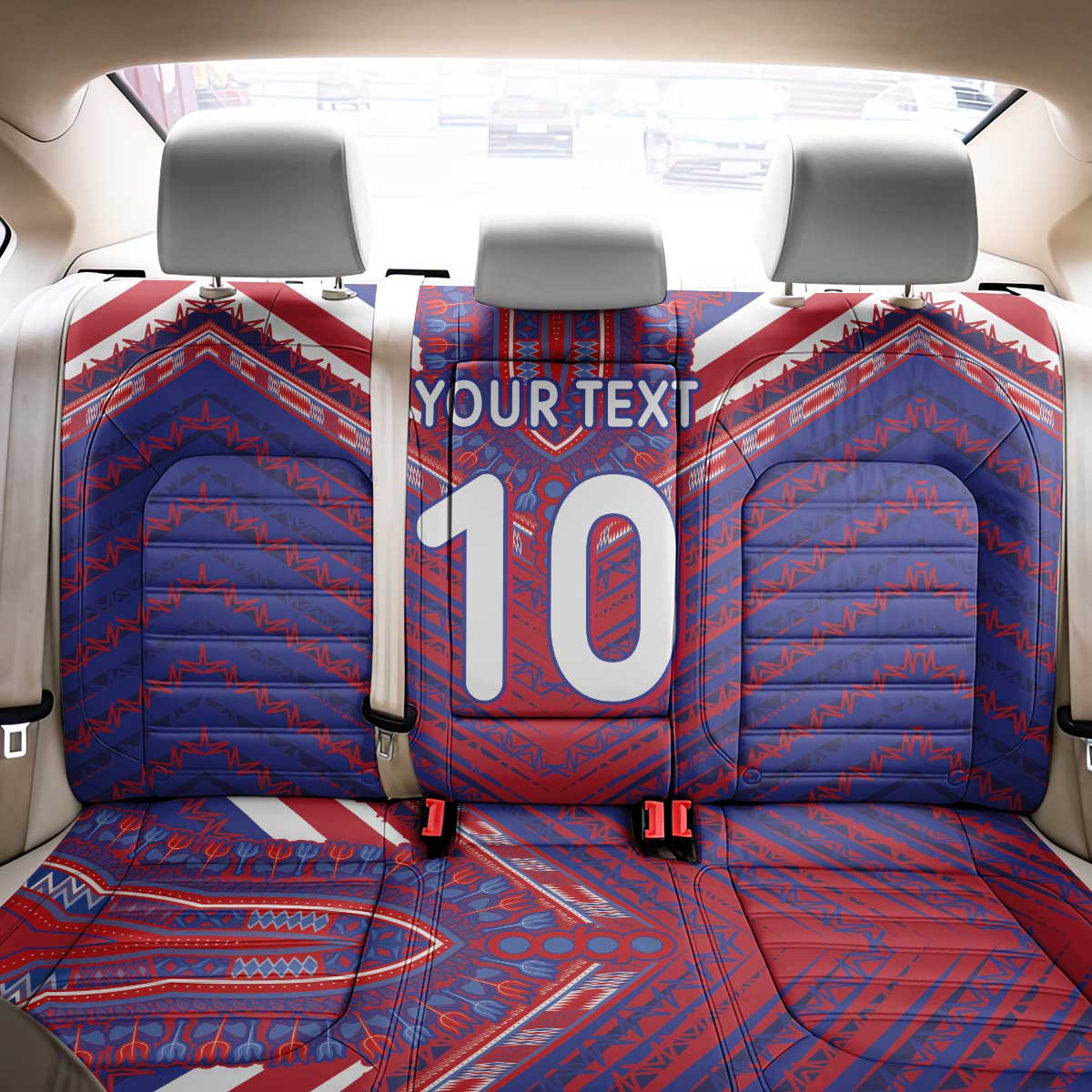 Custom Haiti National Football Back Car Seat Cover Dashiki Sporty Style - African Pride