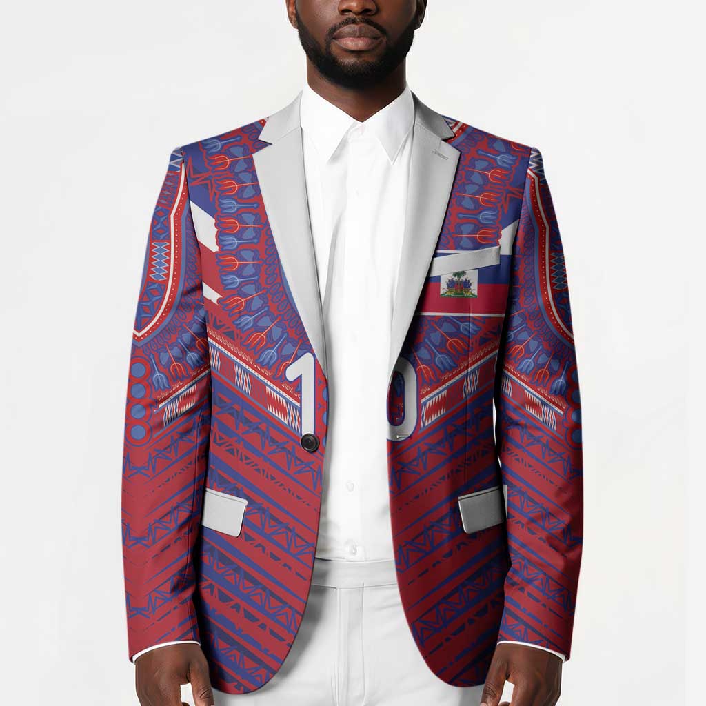 Custom Haiti National Football Blazer Dashiki Sporty Style - African Pride