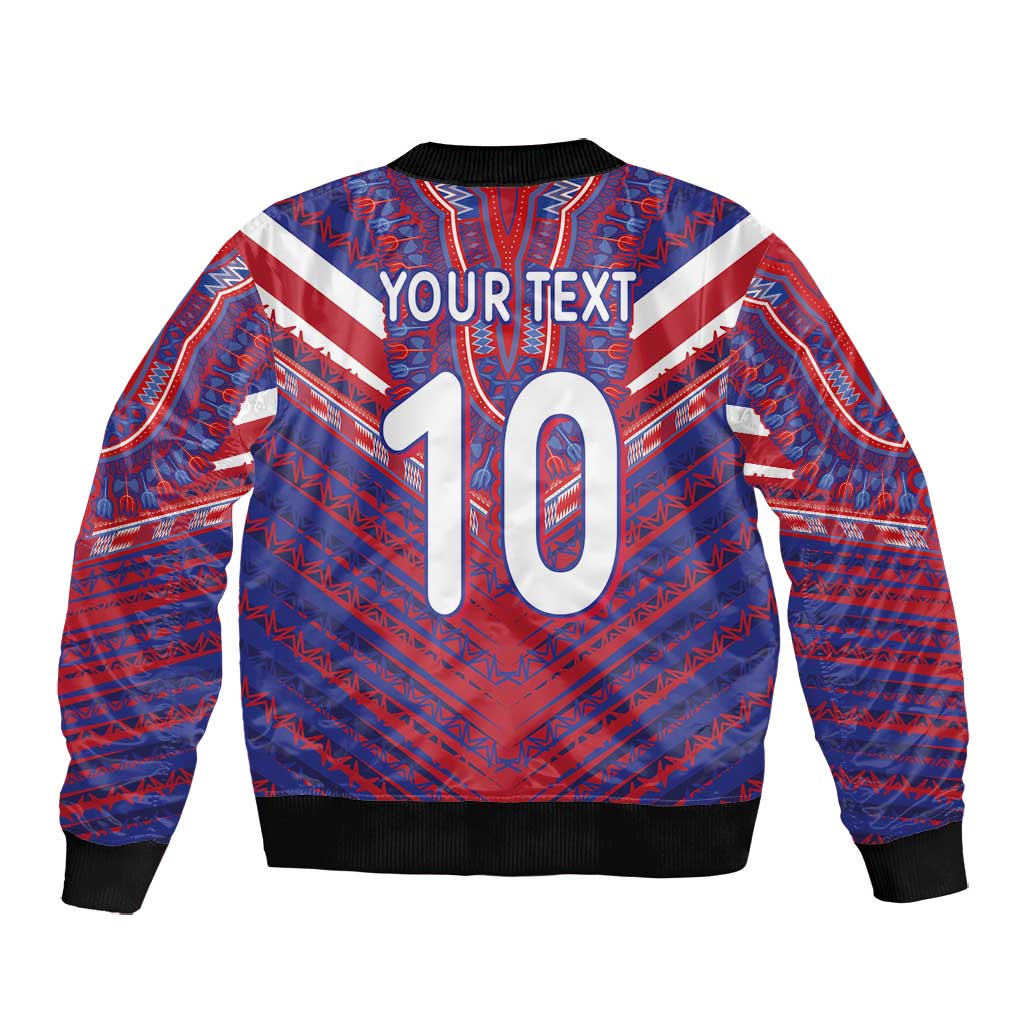 Custom Haiti National Football Bomber Jacket Dashiki Sporty Style - African Pride