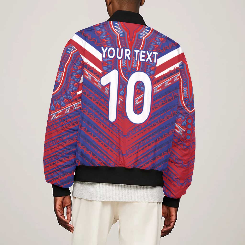 Custom Haiti National Football Bomber Jacket Dashiki Sporty Style - African Pride