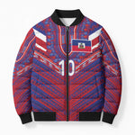 Custom Haiti National Football Bomber Puffer Jacket Dashiki Sporty Style - African Pride