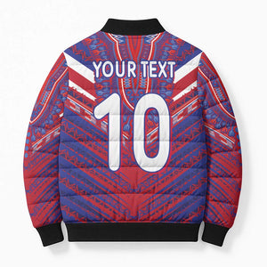 Custom Haiti National Football Bomber Puffer Jacket Dashiki Sporty Style - African Pride