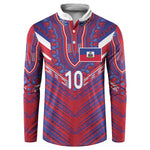 Custom Haiti National Football Button Sweatshirt Dashiki Sporty Style