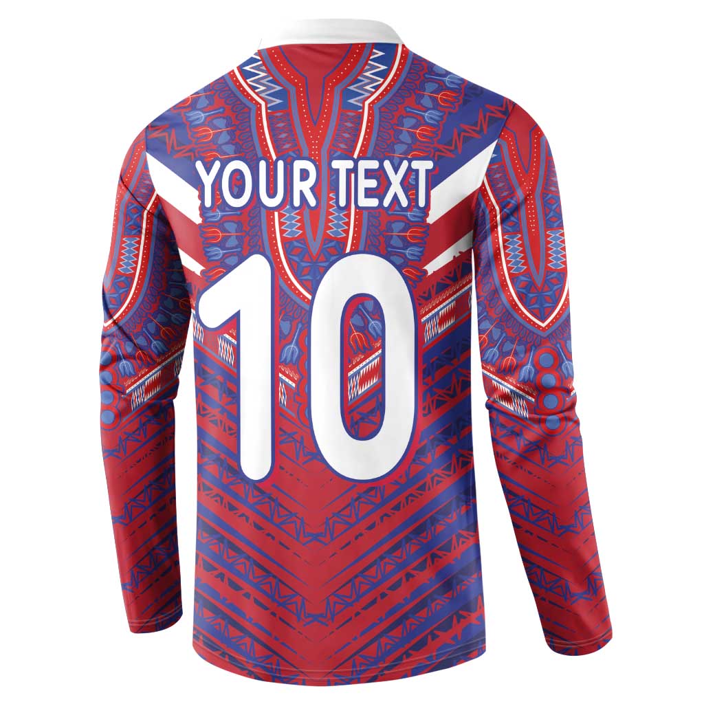 Custom Haiti National Football Button Sweatshirt Dashiki Sporty Style