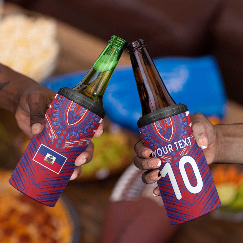 Custom Haiti National Football 4 in 1 Can Cooler Tumbler Dashiki Sporty Style - African Pride