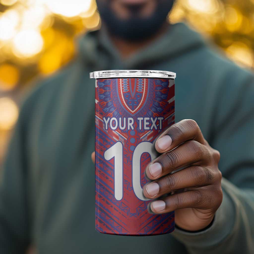 Custom Haiti National Football 4 in 1 Can Cooler Tumbler Dashiki Sporty Style - African Pride