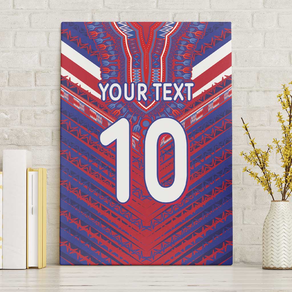 Custom Haiti National Football Canvas Wall Art Dashiki Sporty Style - African Pride