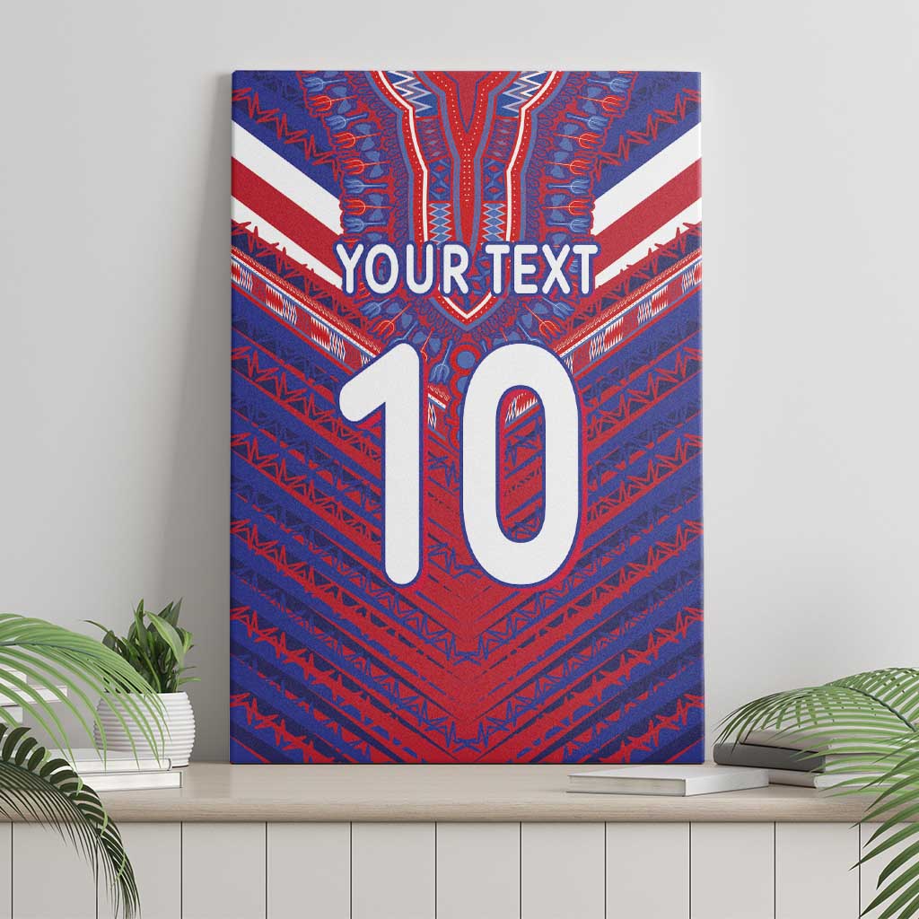 Custom Haiti National Football Canvas Wall Art Dashiki Sporty Style - African Pride