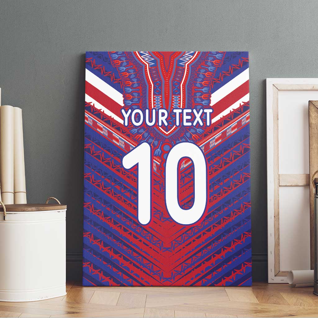 Custom Haiti National Football Canvas Wall Art Dashiki Sporty Style - African Pride