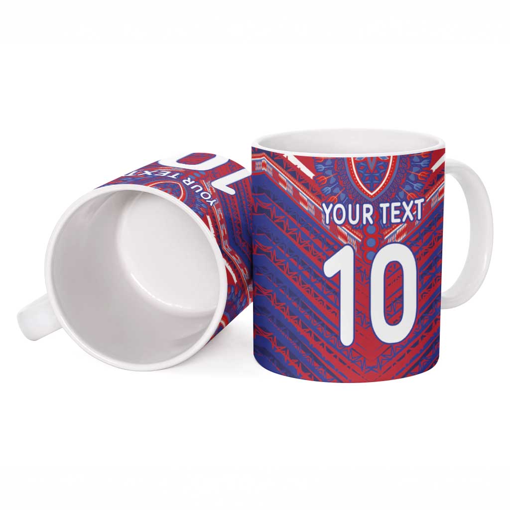 Custom Haiti National Football Ceramic Mug Dashiki Sporty Style - African Pride